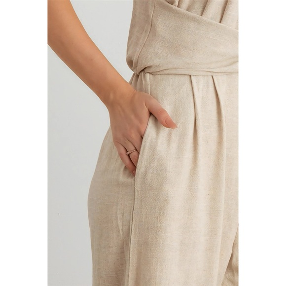 BUY NOW SALE Three Birds Nest Linen Wide Leg Relaxed Jumpsuit - Picture 3 of 15